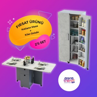 Campaign Foldable Table & Pantry Cabinet Set KM-04 + MK-03