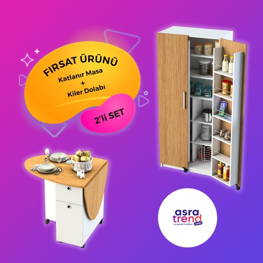 Campaign Folding Table & Pantry Cabinet Set KM-06 + MK-06