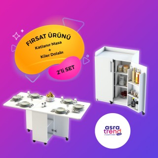 Promotional Folding Table & Pantry Cabinet Set KM-12 + MK-08