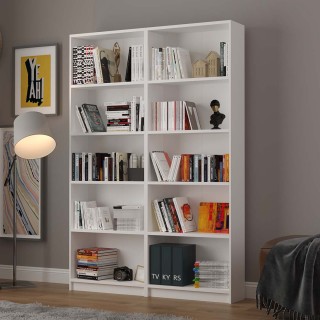 Asra Trend 5 Shelves 2 Modules Bookshelf Study Room Office Modern Decorative Bookshelf White