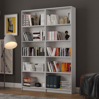 Asra Trend 5 Shelves 2 Modules Bookshelf Study Room Office Modern Decorative Bookshelf Ash-Grey