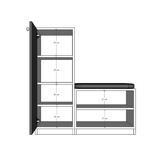 Shoe Cabinet A-16 in African Walnut Color