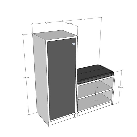 Shoe Rack A-17 Retro Stone