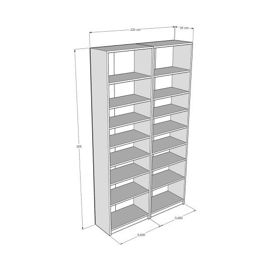 Asra K-18 Petra & Dark Grey Color Bookcase