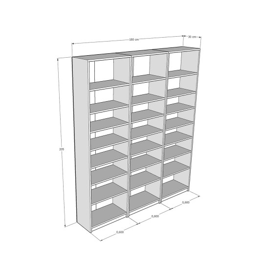 Asra K-23 Ashen Wood Color Bookcase