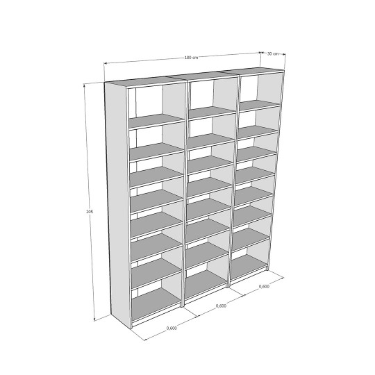 Asra K-28 Dark Gray & White Color Bookshelf