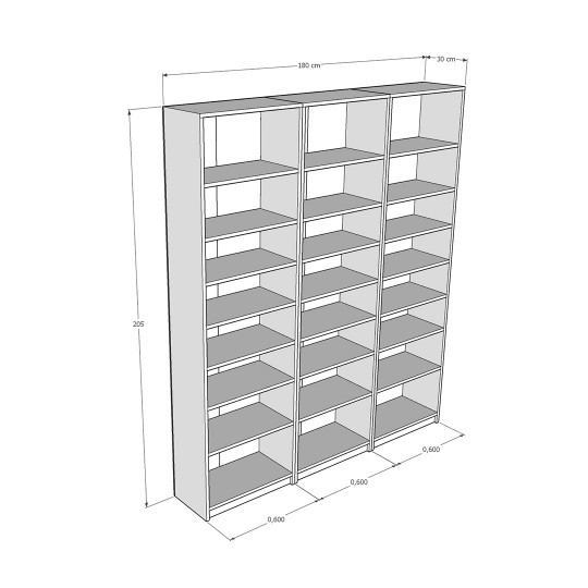 Asra K-29 Dark Gray & Petra Color Bookshelf