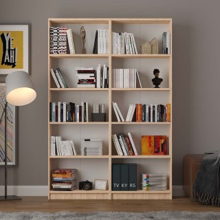 Asra Trend 5 Shelves 2 Modules Bookshelf Study Room Office Modern Decorative Bookshelf Sapphire Oak