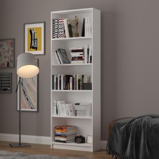 Asra Trend 5 Shelf Bookcase Study Room Office Modern Decorative Bookshelf White