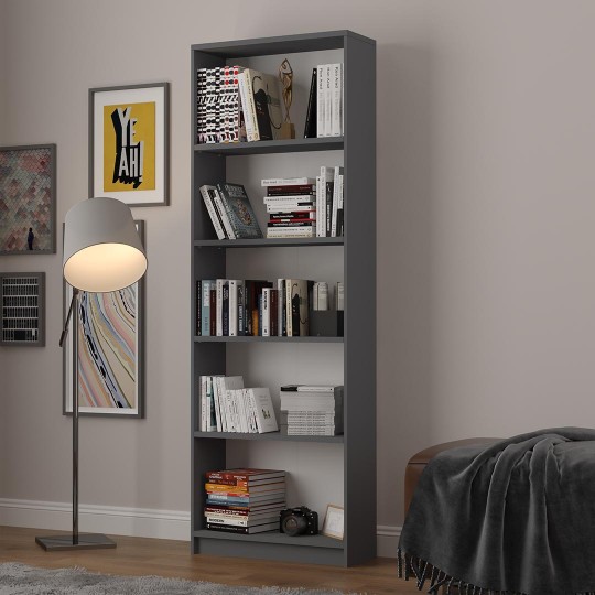  Asra trend 5 Shelf Bookcase Anthracite-Grey Asra - K002