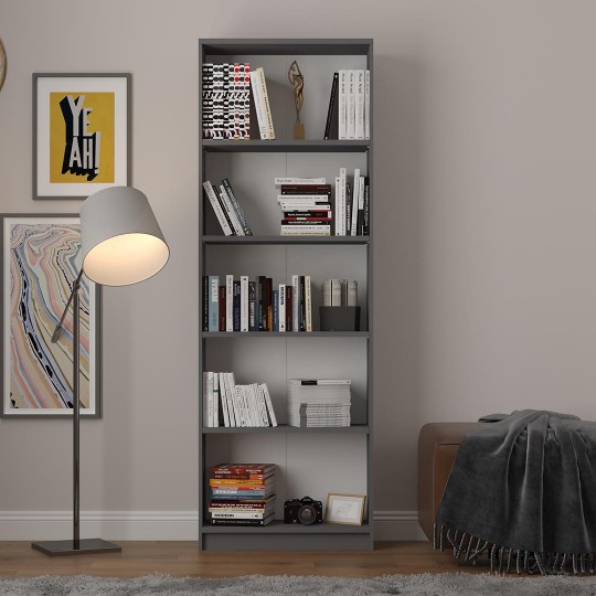  Asra trend 5 Shelf Bookcase Anthracite-Grey Asra - K002