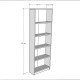 Asra Trend 5 Shelves Bookshelf Study Room Office Modern Decorative Bookshelf Ash Gray