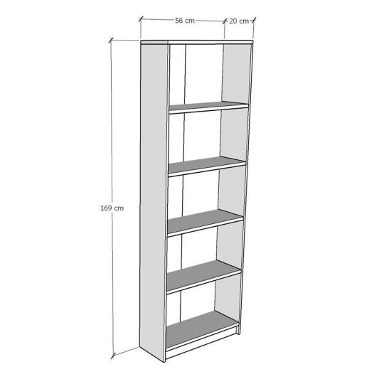 Asra Trend 5 Shelves Bookshelf Study Room Office Modern Decorative Bookshelf Maple Wood