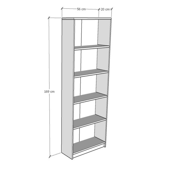 Asra Trend 5 Shelf Bookcase Study Room Office Modern Decorative Bookshelf Petra