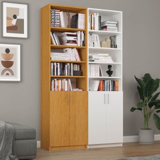 African Walnut & White Hinged Bookshelf Asra Trend K-49.