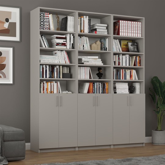 Dark Ash Gray Covered Bookcase Asra Trend K-52