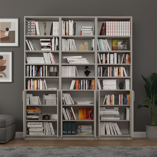 Dark Ash Gray Covered Bookcase Asra Trend K-52