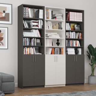 Dark Grey & White Covered Bookcase Asra Trend K-58