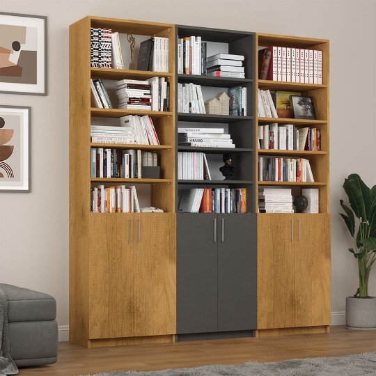 Dark Grey & Petra Covered Bookshelf Asra Trend K-59