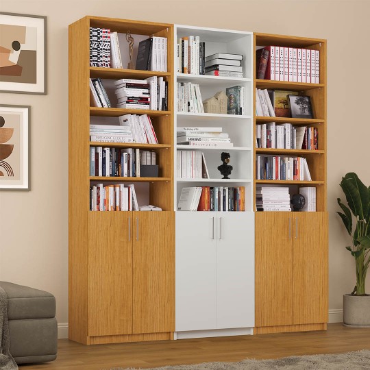 African Walnut & White Covered Bookcase Asra Trend K-60