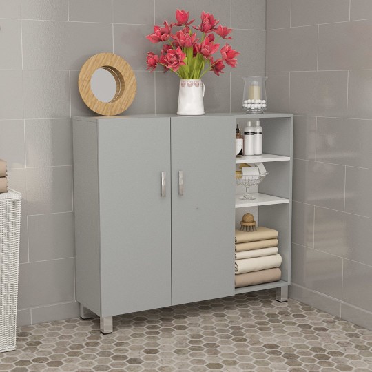  Banyo Dolabı Gri & Çakıltaşı 