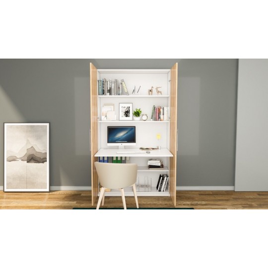 Home Office Cabinet and Desk White & Legnona