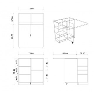  Desk White & Teak