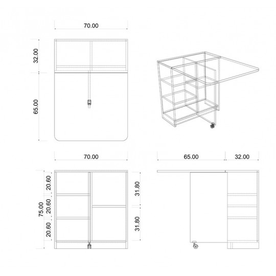  Desk White & Teak