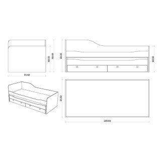 Extendable Bed Dark Gray & Teak