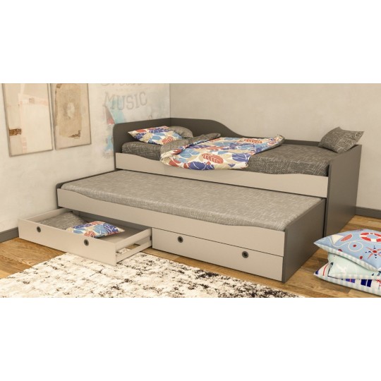 Extendable Bed Latte & Dark Gray