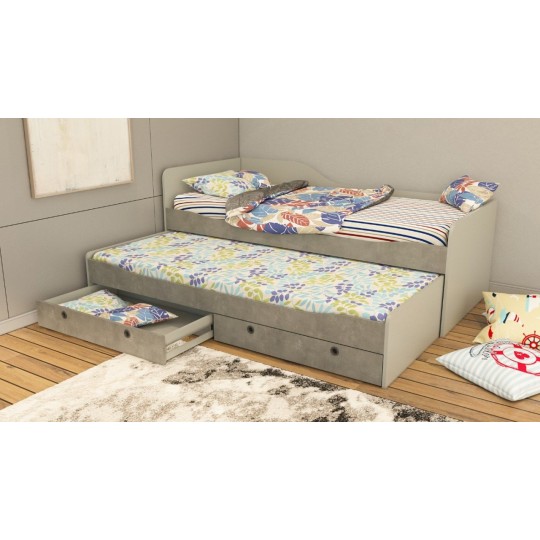 Convertible Bed Mist Gray & Retro silver