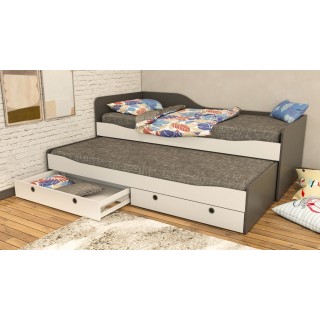 Extendable Bed White & Dark Gray