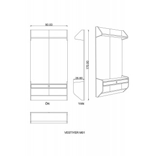 Retro Silver & Dark Grey & Teak Wardrobe