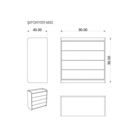 Dark Gray & Selerno Chest of Drawers