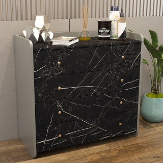 Chest of Drawers Metallic Grey & Royal Marble