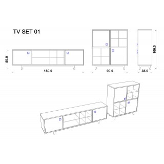 TV Group Karina & Dark Grey & Metallic Grey