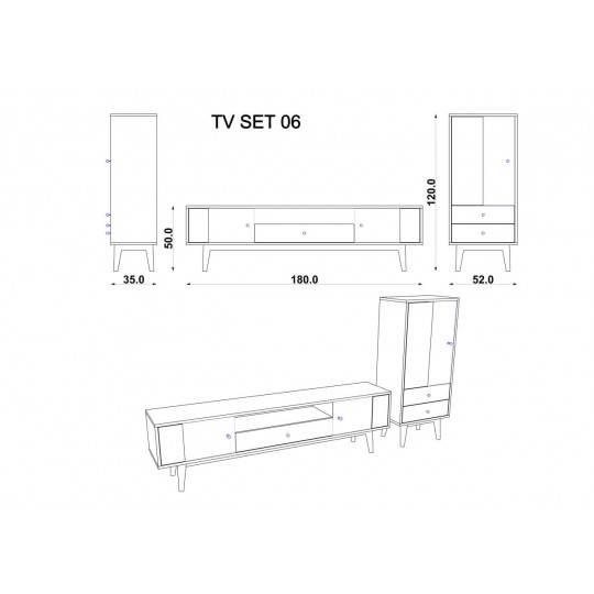 TV Stand Group African Walnut & Dark Grey TS-120