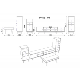 TV Group Alya & Dark Grey & White