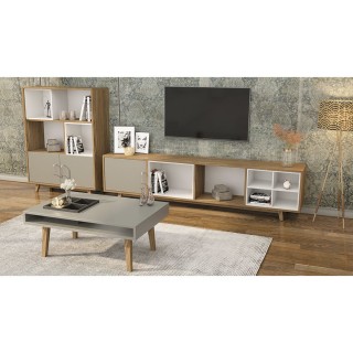 TV Group Mona & Metallic Gray & White