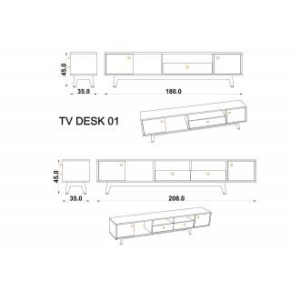 TV unit Avir Walnut & White