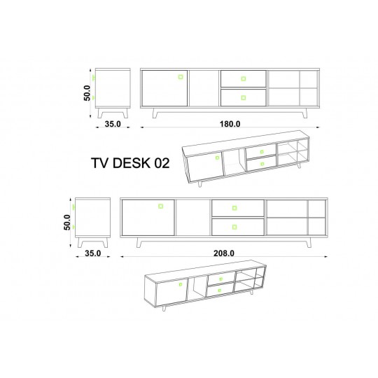 TV Unit White & Metallic Gray