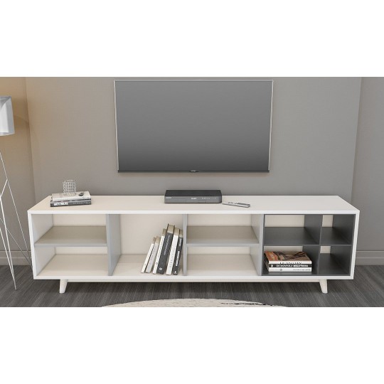 TV Unit White & Metallic Gray