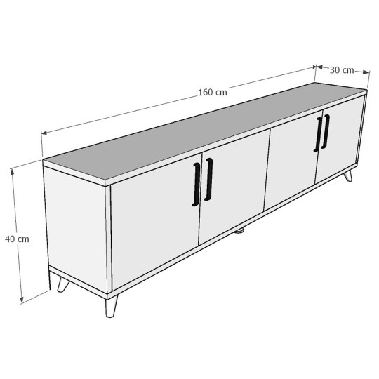 TV Unit White & Sapphire Oak T-02