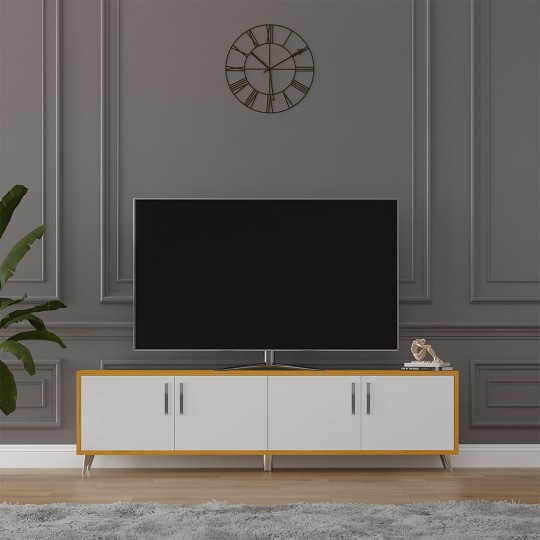 TV Unit White & African Walnut T-06