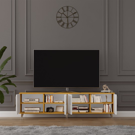 TV Unit White & African Walnut T-06