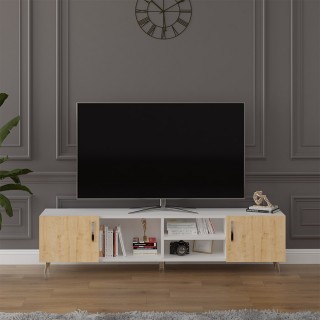 TV Unit: White & Sapphire Oak T-10