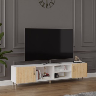 TV Unit: White & Sapphire Oak T-10