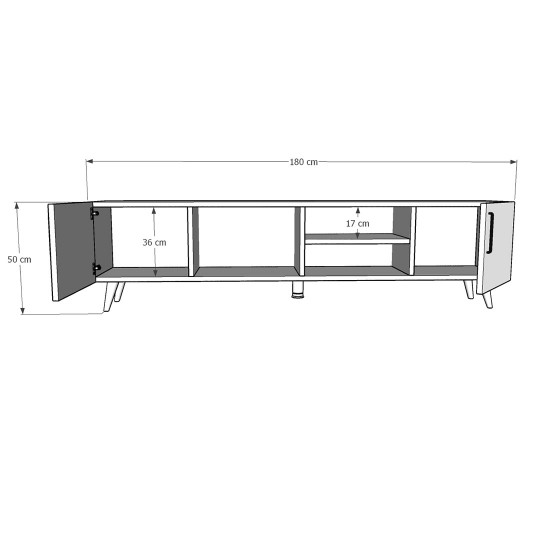 TV Unit: White & Sapphire Oak T-10