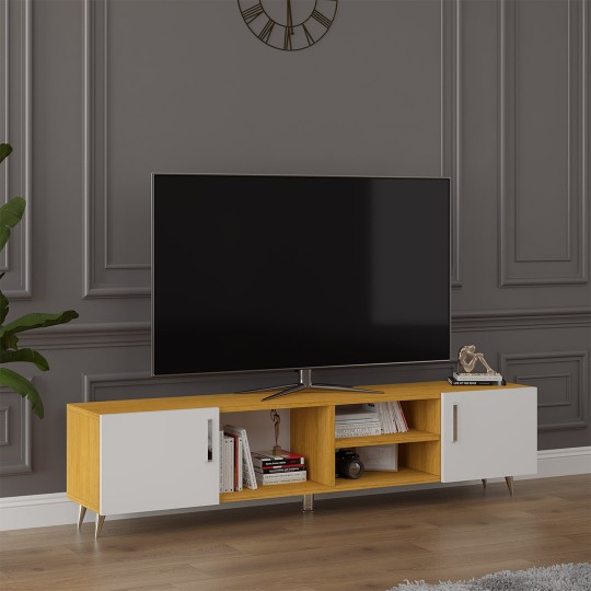 TV Unit White & African Walnut T-14