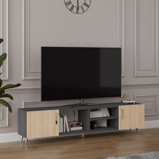 TV Unit Dark Grey & Star Sonoma T-15